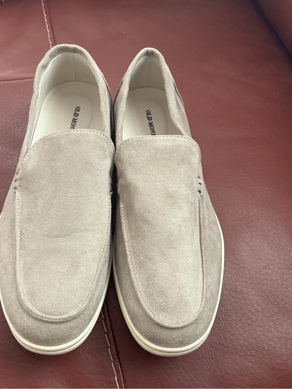 Old Money Unisex Suede Slip-On Loafers in Light Taupe Size 41